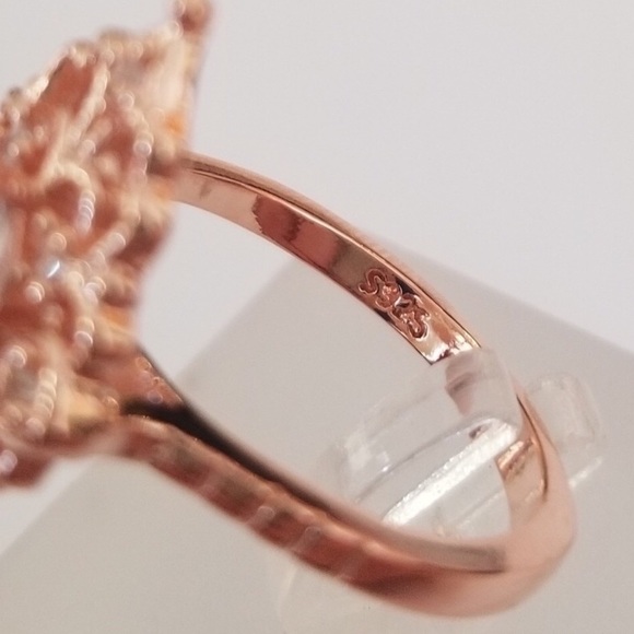 Antique Rose Gold CZ Ring 925 Sterling Silver - Picture 7 of 13